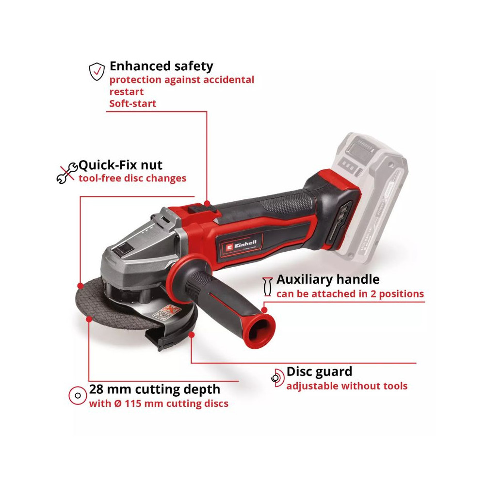 Meuleuse d'angle sans fil Einhell 4431165 TE-AG 18/115 Q Li Solo