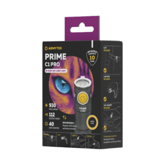 Lampe torche Armytek Prime C1 Pro F07901C - 1 000 lm - lumière froide - batterie 18350