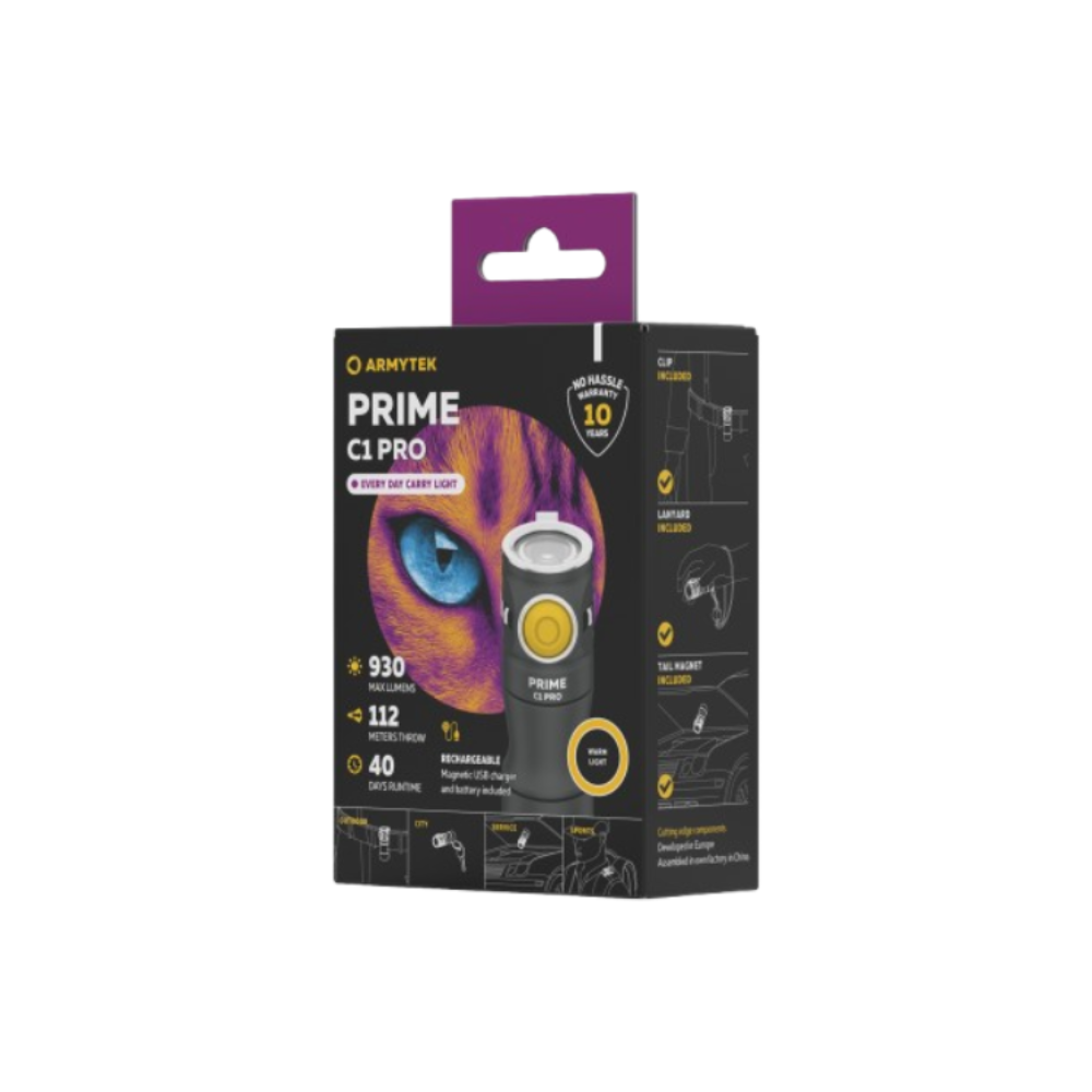 Lampe torche Armytek Prime C1 Pro F07901C - 1 000 lm - lumière froide - batterie 18350