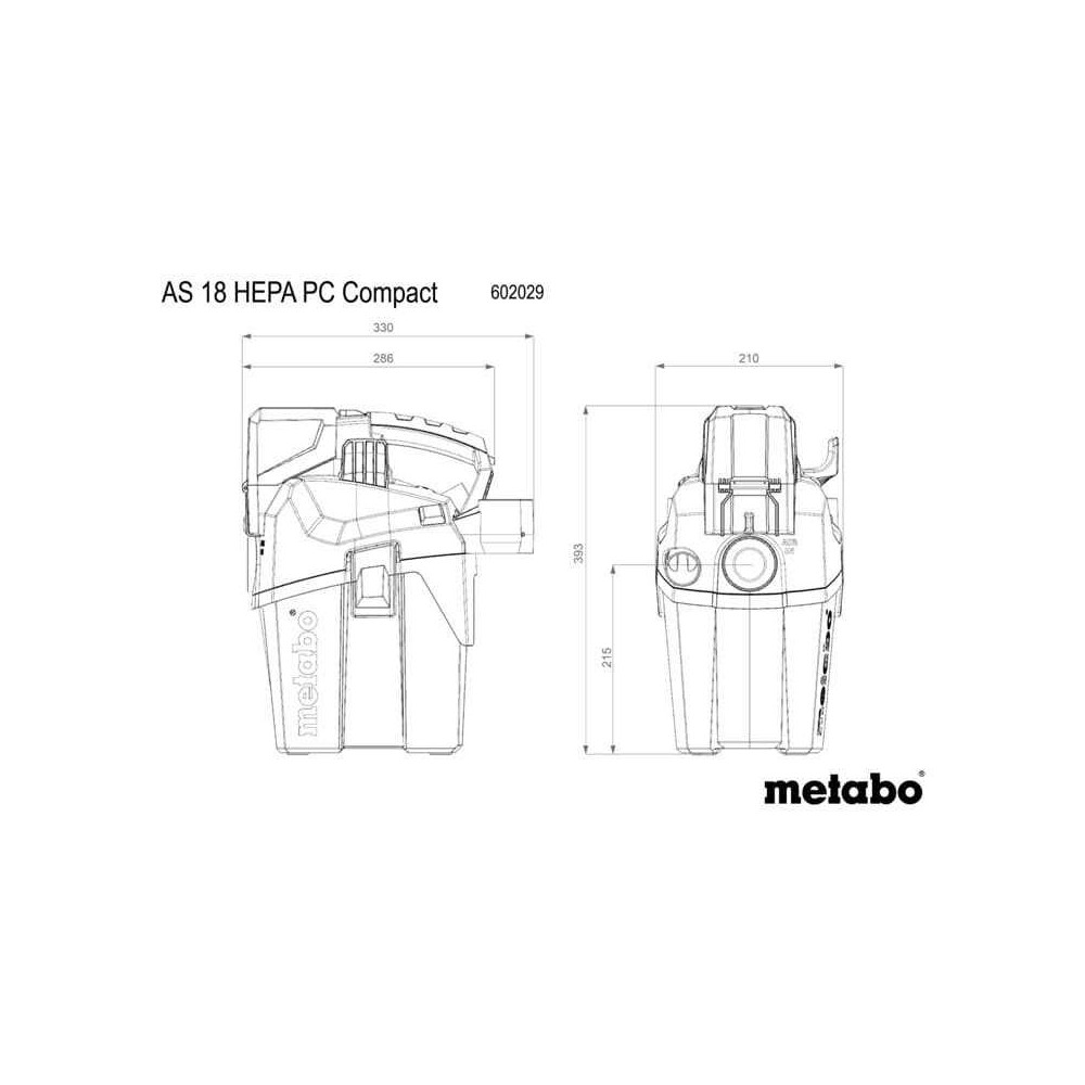 Aspirateur sans fil Metabo 602029850 AS 18 HEPA PC Compact - 18V CAS