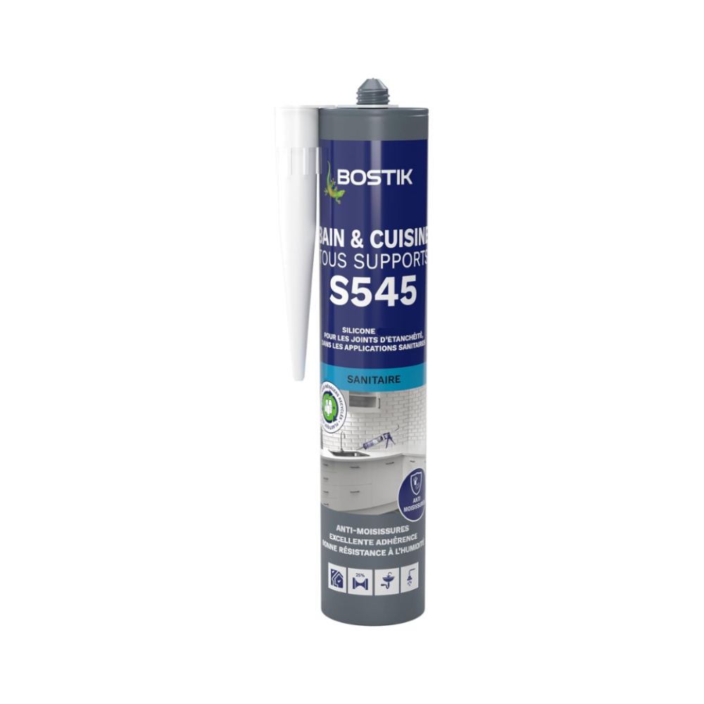 Mastic silicone sanitaire Bostik S545-TRANSx12 - 300 ml - Translucide - Lot de 12