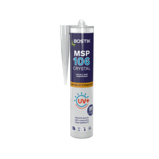 Mastic MS polymère fixation et étanchéité Bostik MSP106-TRANSx6 - 290 ml - Transparent - Lot de 6