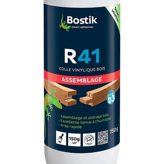 Colle vinylique à bois D3 Bostik R41-750g - 750 g - Assemblage et placage