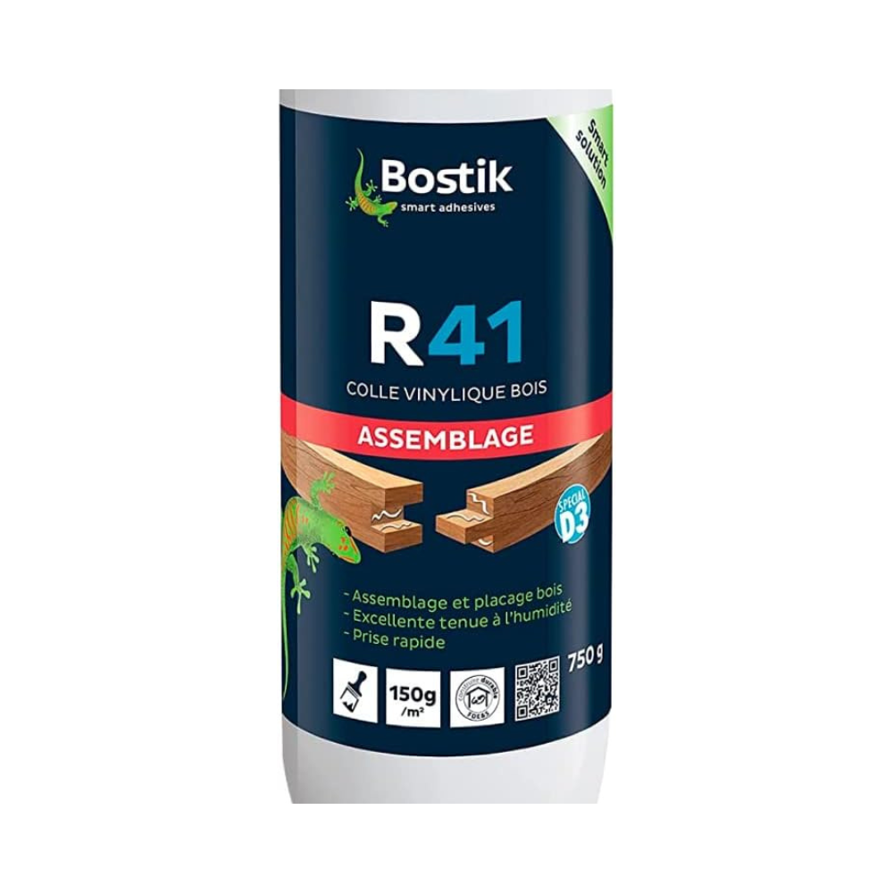 Colle vinylique à bois D3 Bostik R41-750g - 750 g - Assemblage et placage