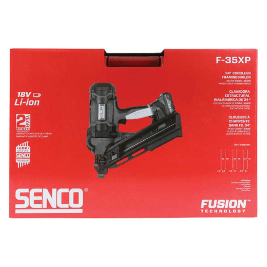 Cloueur de charpente sans fil Senco F-35XP 10G2001N - 18V - clous 50 à 90 mm - 2 batteries 3,0 Ah + chargeur - coffret