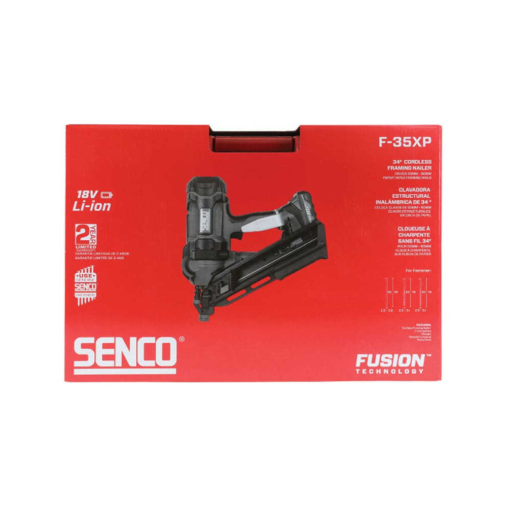 Cloueur de charpente sans fil Senco F-35XP 10G2001N - 18V - clous 50 à 90 mm - 2 batteries 3,0 Ah + chargeur - coffret