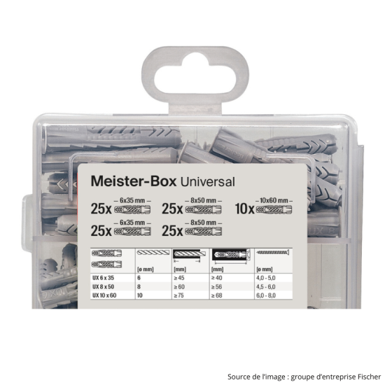 Coffret de chevilles Fischer 513893 - Meister-Box UX - 110 pièces