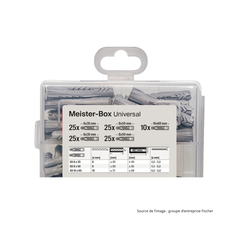 Coffret de chevilles Fischer 513893 - Meister-Box UX - 110 pièces