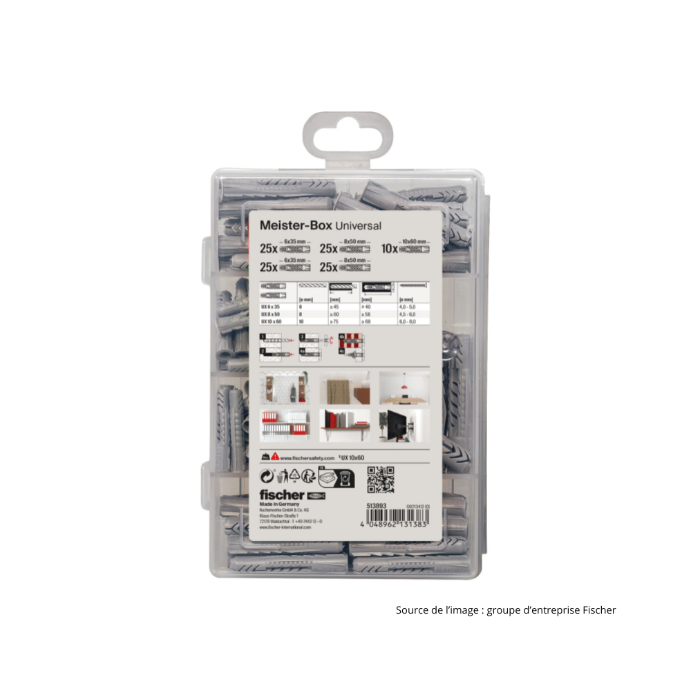 Coffret de chevilles Fischer 513893 - Meister-Box UX - 110 pièces