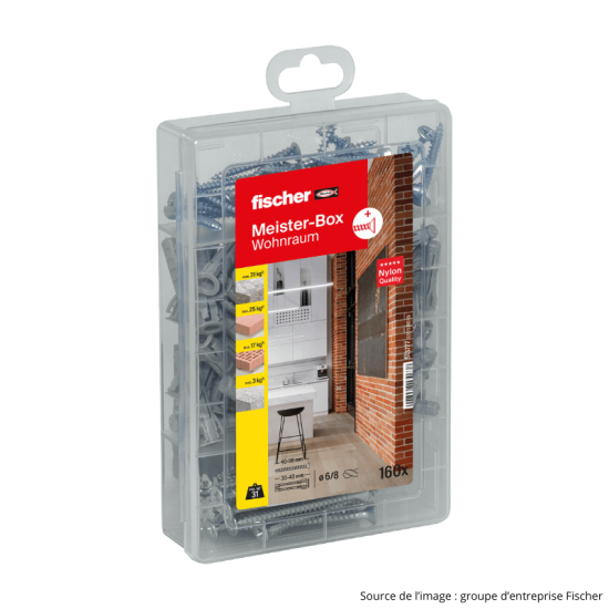 Coffret vis et chevilles Fischer 513777 - SX Plus 6 et 8 mm - 160 pièces