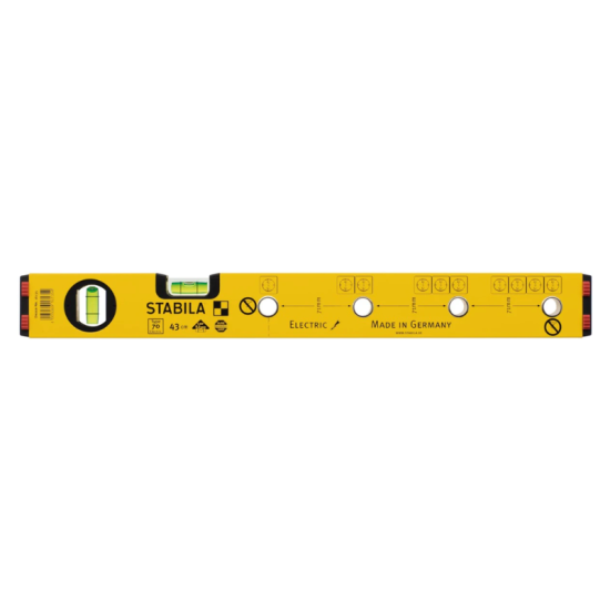 Niveau à bulle électricien Stabila STB-16135 - Type 70 Electric - 43 cm - trous de marquage