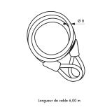 Câble antivol Ø 8 mm longueur 6,00 m Thirard 308600