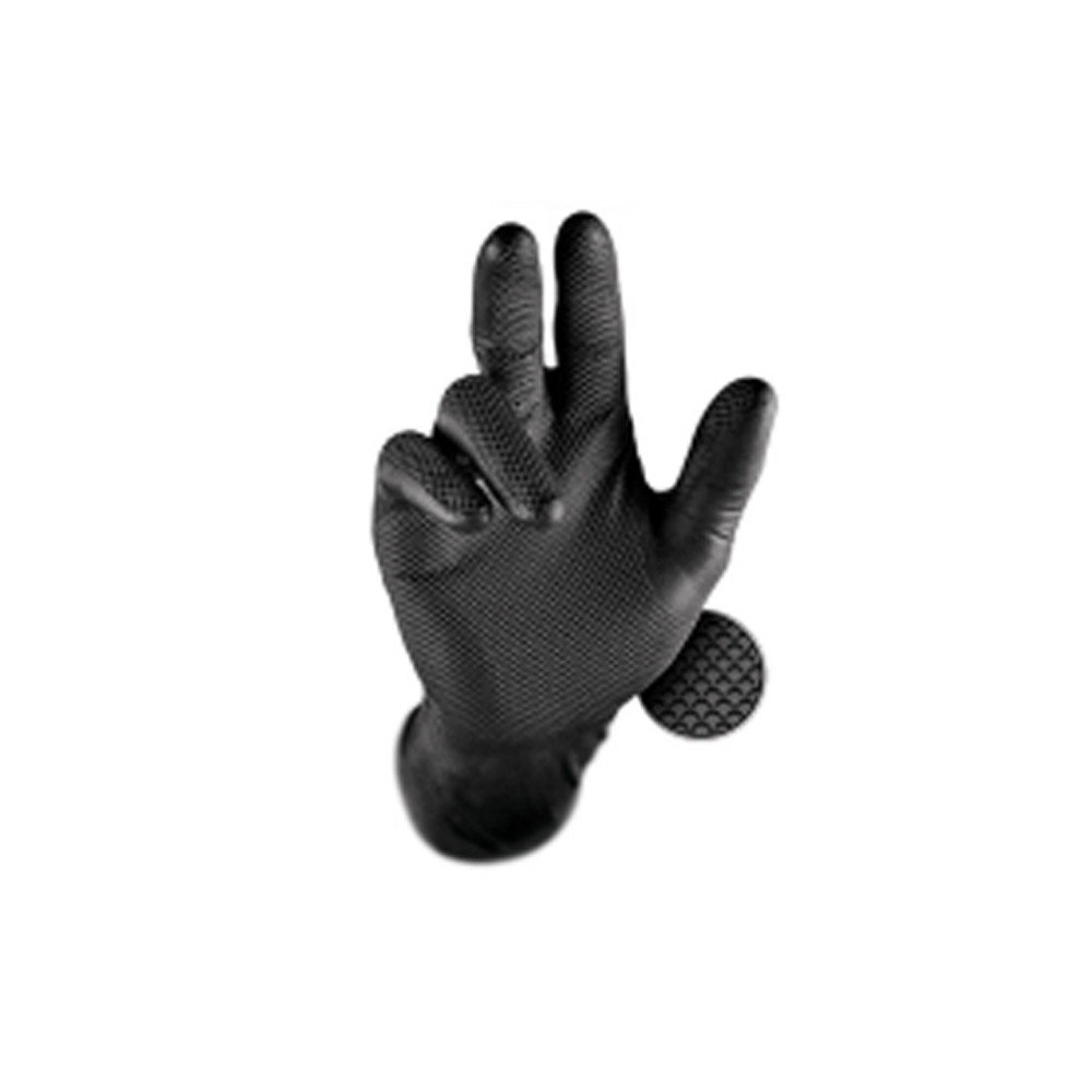 Gants nitrile noirs Grippaz GRIPPAZ_L - taille L (9) - texture écailles de poisson - boîte de 50