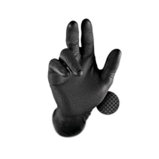 Gants nitrile noirs Grippaz GRIPPAZ_XL - taille XL (10) - texture écailles de poisson - boîte de 50