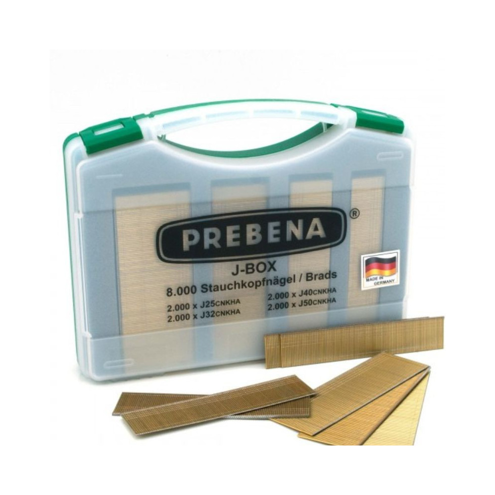 Coffret de 8000 clous brads type J Prebena J-BOX - coffret