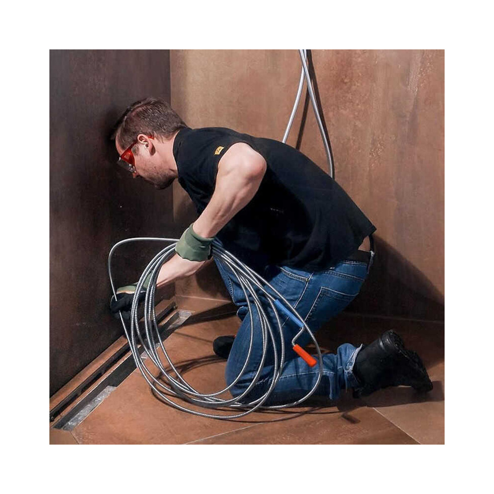 Déboucheur à spirale Rothenberger 072984E - 5 m Ø 9 mm - manivelle et tête d'accrochage