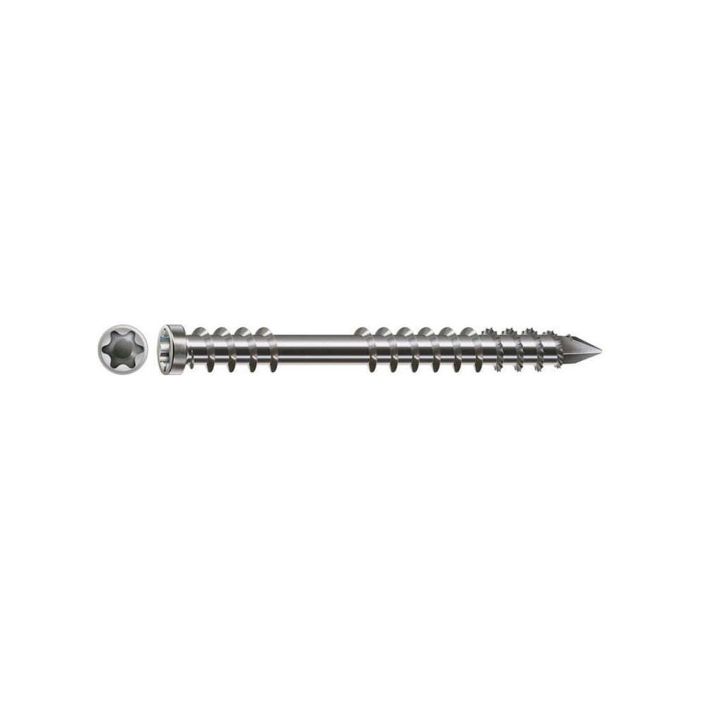 Vis de terrasse SPAX 5 x 50 mm - filetage de fixation - tête cylindrique - T-STAR plus T25 - pointe CUT - inox A2 - boîte de 360