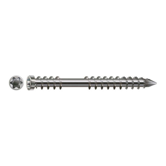 Vis de terrasse SPAX 5 x 60 mm - filetage de fixation - tête cylindrique - T-STAR plus T25 - pointe CUT - inox A2 - boîte de 360