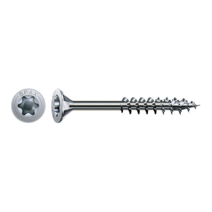 Vis universelle SPAX 5 x 60 mm - filetage partiel - tête fraisée - T-STAR plus T20 - 4CUT - WIROX - boîte de 90