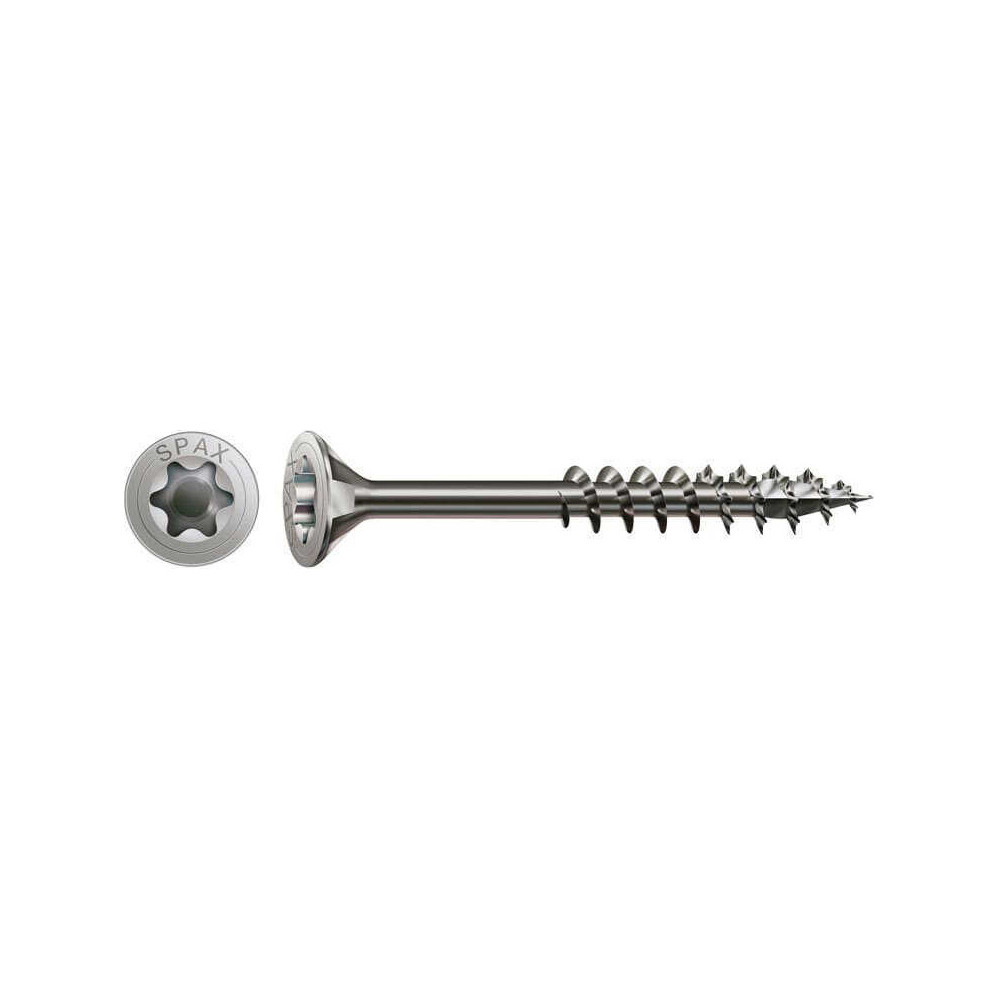Vis inox SPAX 4,5 x 50 mm - filetage partiel - tête fraisée - T-STAR plus T20 - 4CUT - inox A2 - boîte de 180