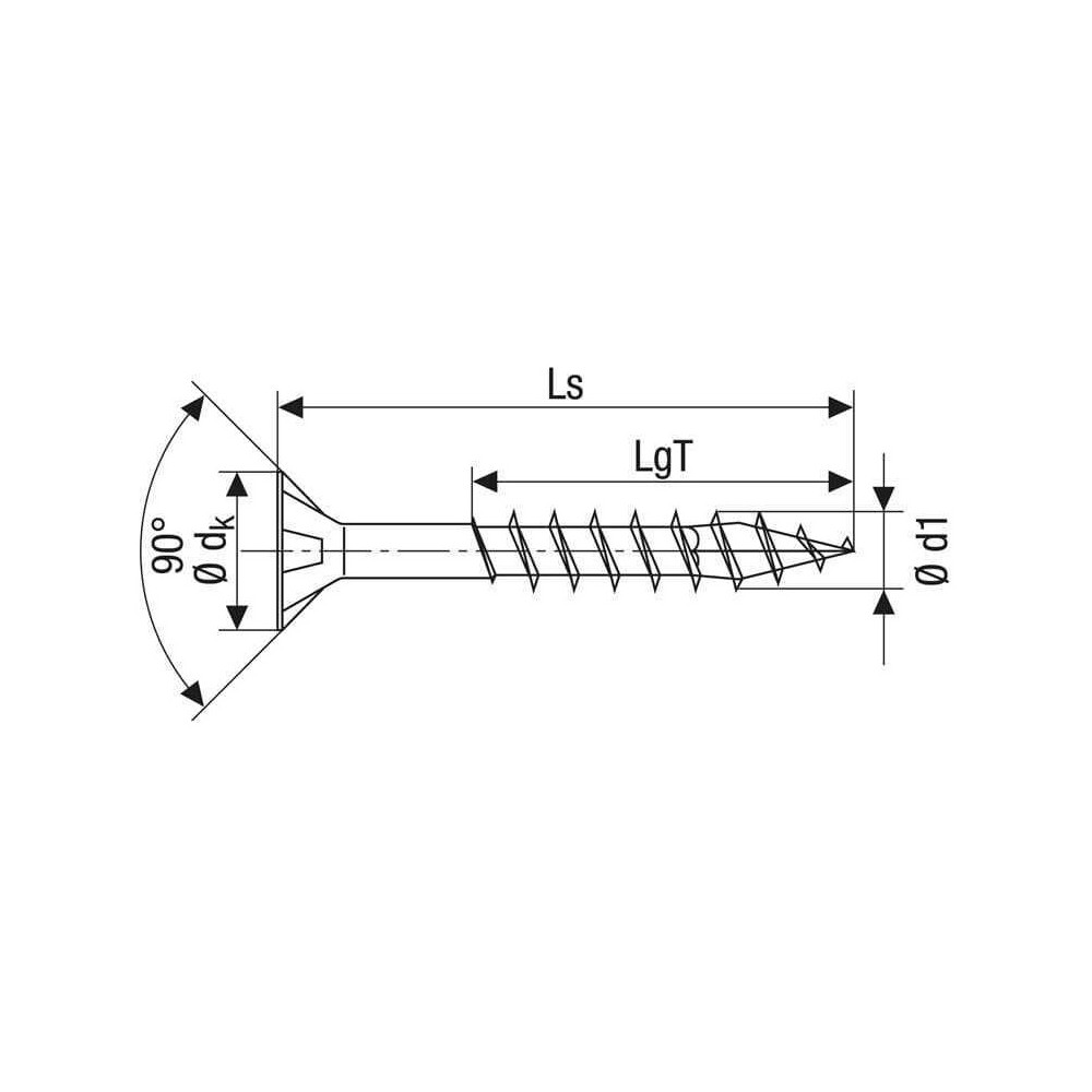 Vis universelle SPAX 4,5 x 70 mm - filetage partiel - tête fraisée - T-STAR plus T20 - 4CUT - WIROX - boîte de 360