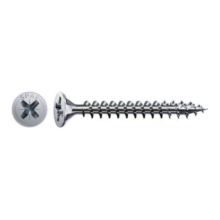 Vis universelle SPAX 4 x 25 mm - filetage total - tête fraisée - cruciforme Z2 - 4CUT - WIROX - boîte de 360