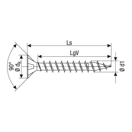 Vis universelle SPAX 4 x 40 mm - filetage total - tête fraisée - cruciforme Z2 - 4CUT - WIROX - boîte de 360
