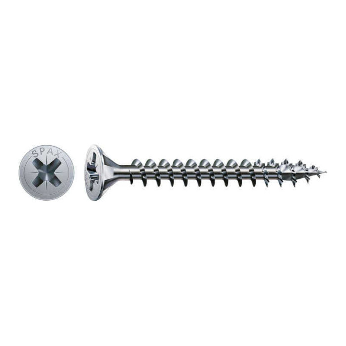 Vis universelle SPAX 4 x 35 mm - filetage total - tête fraisée - cruciforme Z2 - 4CUT - WIROX - boîte de 180
