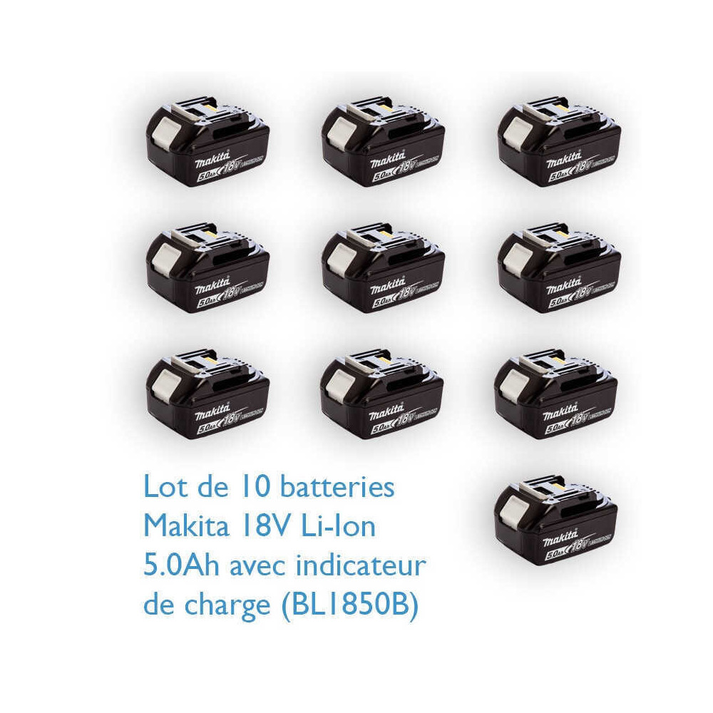 Lot 10 batteries Makita BL1850B 18V 5,0 Ah BL1850BX10