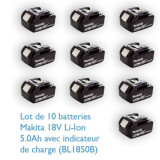 Lot 10 batteries Makita BL1850B 18V 5,0 Ah BL1850BX10