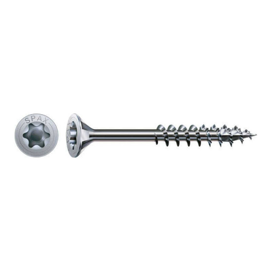 Vis universelle SPAX 6 x 60 mm - filetage partiel - tête fraisée - T-STAR plus T30 - 4CUT - WIROX - boîte de 90
