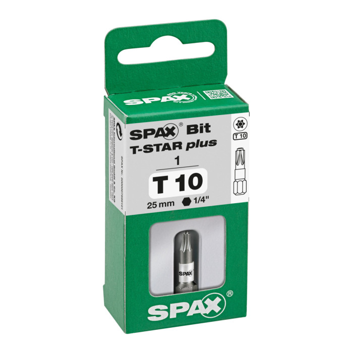 Embout de vissage SPAX T-STAR plus T10 - 6,4 x 25 mm - à l'unité