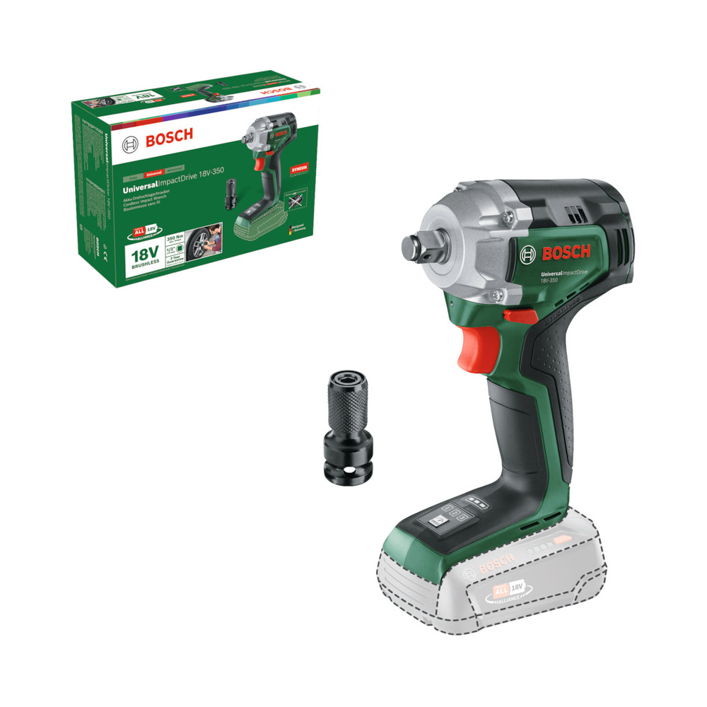 Boulonneuse à chocs sans fil Bosch 603980304 UniversalImpactDrive 18V-350 - 350 Nm - carré 1/2 pouce - machine nue