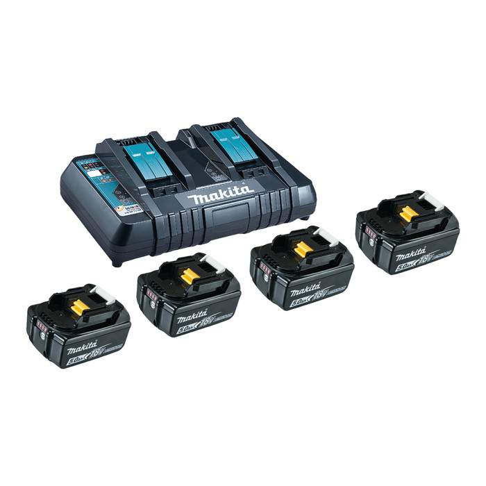 Power Source Kit Makita 199483-0 - 18V LXT - 4 batteries 5,0 Ah + chargeur double DC18RD