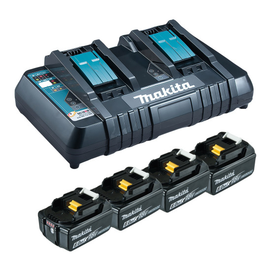 Power Source Kit Makita 199485-6 - 18V LXT - 4 batteries 6,0 Ah + chargeur double DC18RD