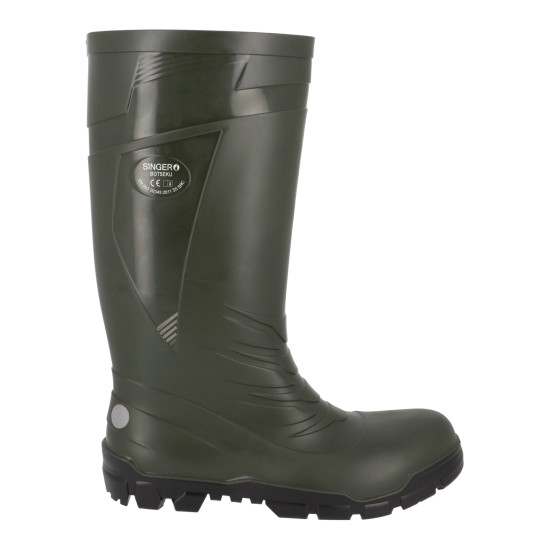 Botte de sécurité PVC Botsecu Singer Safety - verte, embout acier - S5 SR