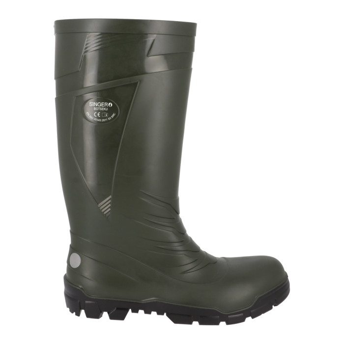 Botte de sécurité PVC Botsecu Singer Safety - verte, embout acier - S5 SR