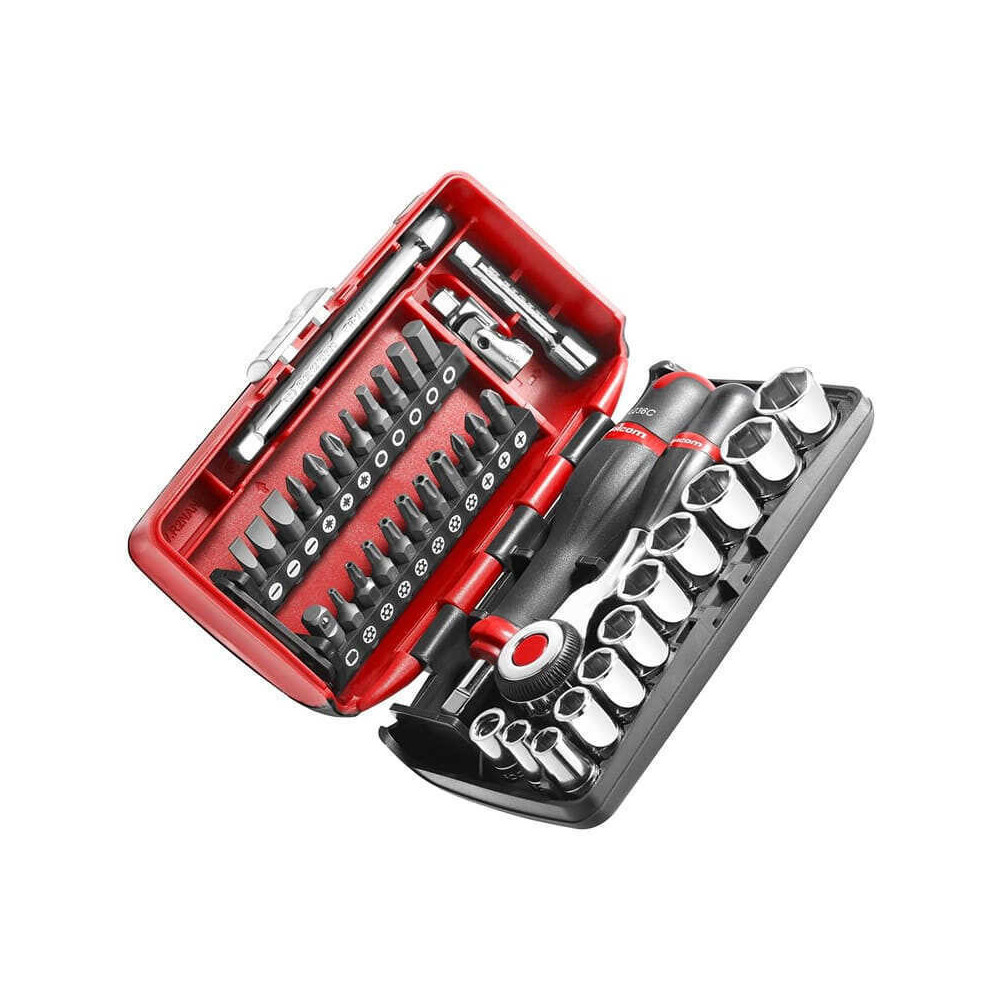Jeu 38 douilles et embouts 1/4" avec cliquet R360 Facom R360.NANO