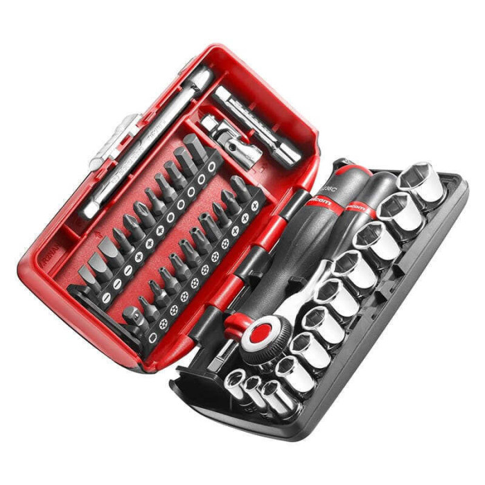 Jeu 38 douilles et embouts 1/4" avec cliquet R360 Facom R360.NANO