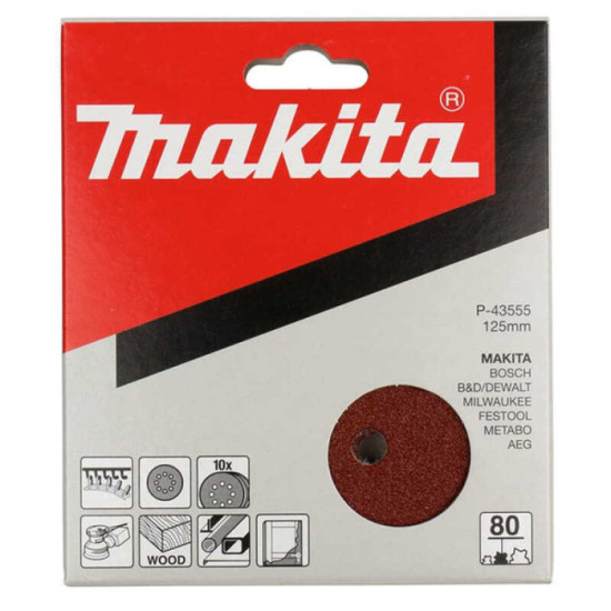 Disques abrasifs grain 80 Ø125 mm Makita P-43555