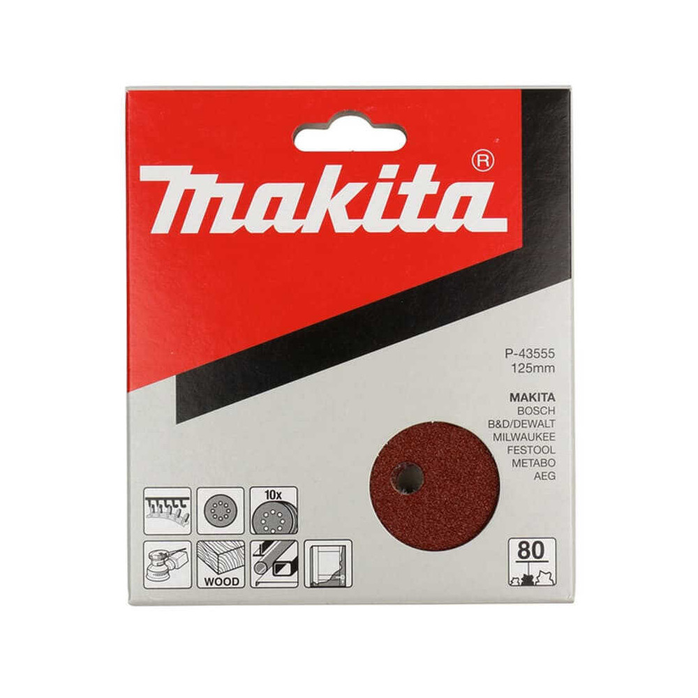 Disques abrasifs grain 80 Ø125 mm Makita P-43555