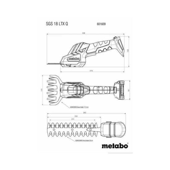 Cisaille à gazon Metabo SGS 18 LTX Q 18V CAS nue