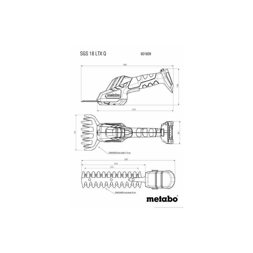 Cisaille à gazon Metabo SGS 18 LTX Q 18V CAS nue