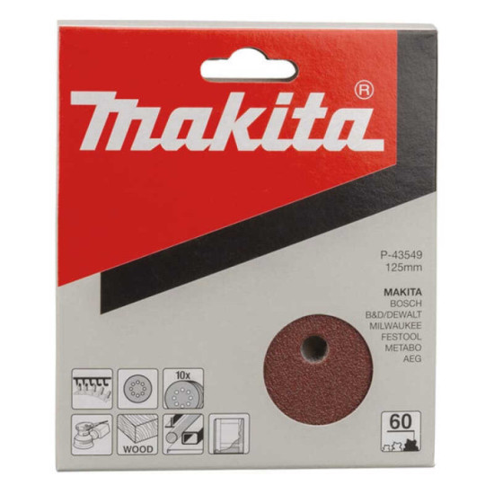 Disques abrasifs grain 60 Ø125 mm Makita P-43549
