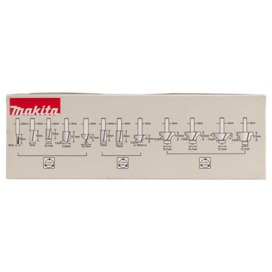 Coffret 12 fraises Makita D-57065 queue 6 mm HT