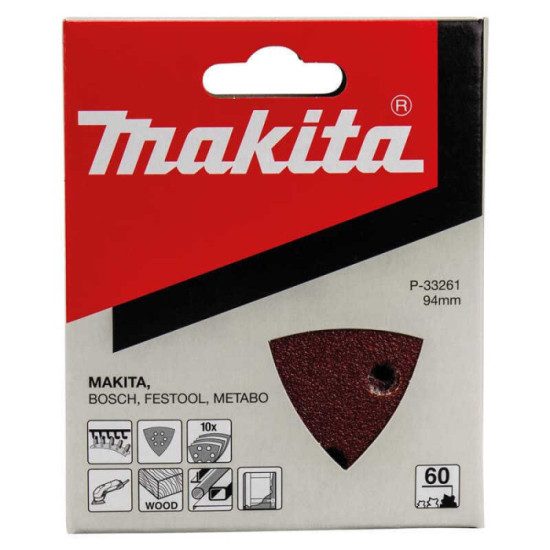 Feuilles triangulaires abrasives 94 mm Makita P-33261