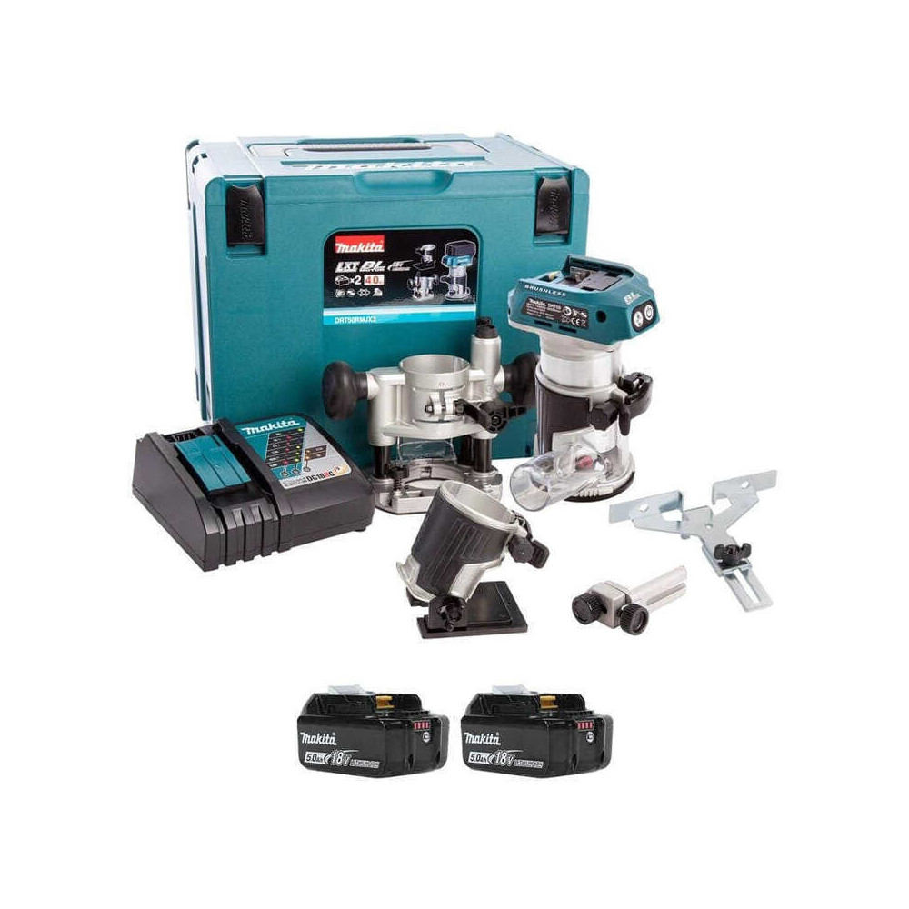 Affleureuse Makita DRT50RTJX2 18V brushless 2 x 5,0 Ah