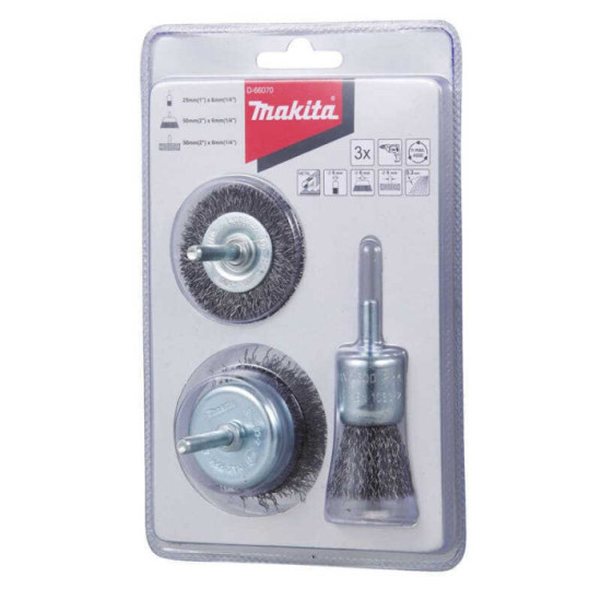 Set 3 brosses métalliques perceuse Makita D-66070