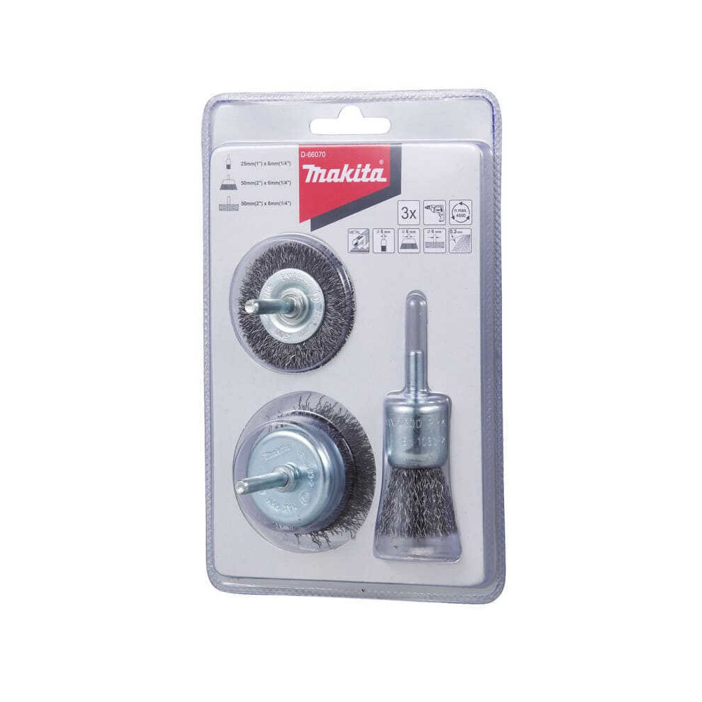 Set 3 brosses métalliques perceuse Makita D-66070