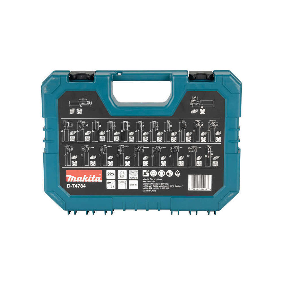 Coffret 22 fraises à rainurer Makita D-74784 HT